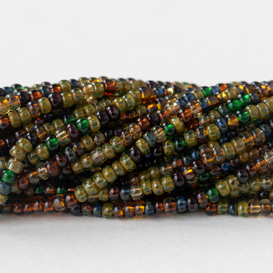 Size 8 Seed Bead Mix - Transparent Jewel Tones - 60 inches