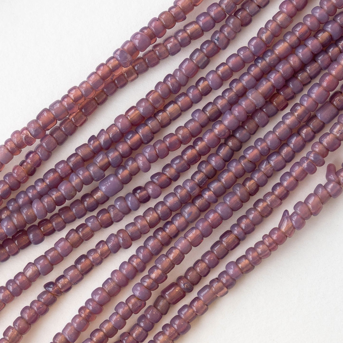 Size 8 Seed Beads - Opaline Lavender - 22 inch Strand