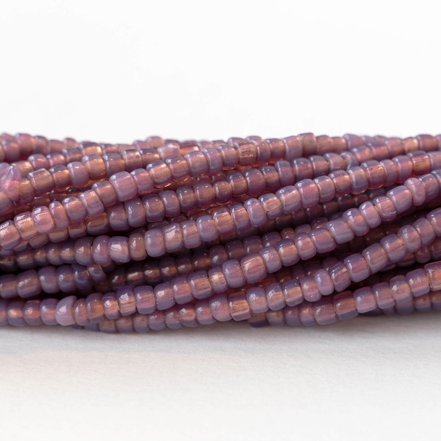 Size 8 Seed Beads - Opaline Lavender - 22 inch Strand