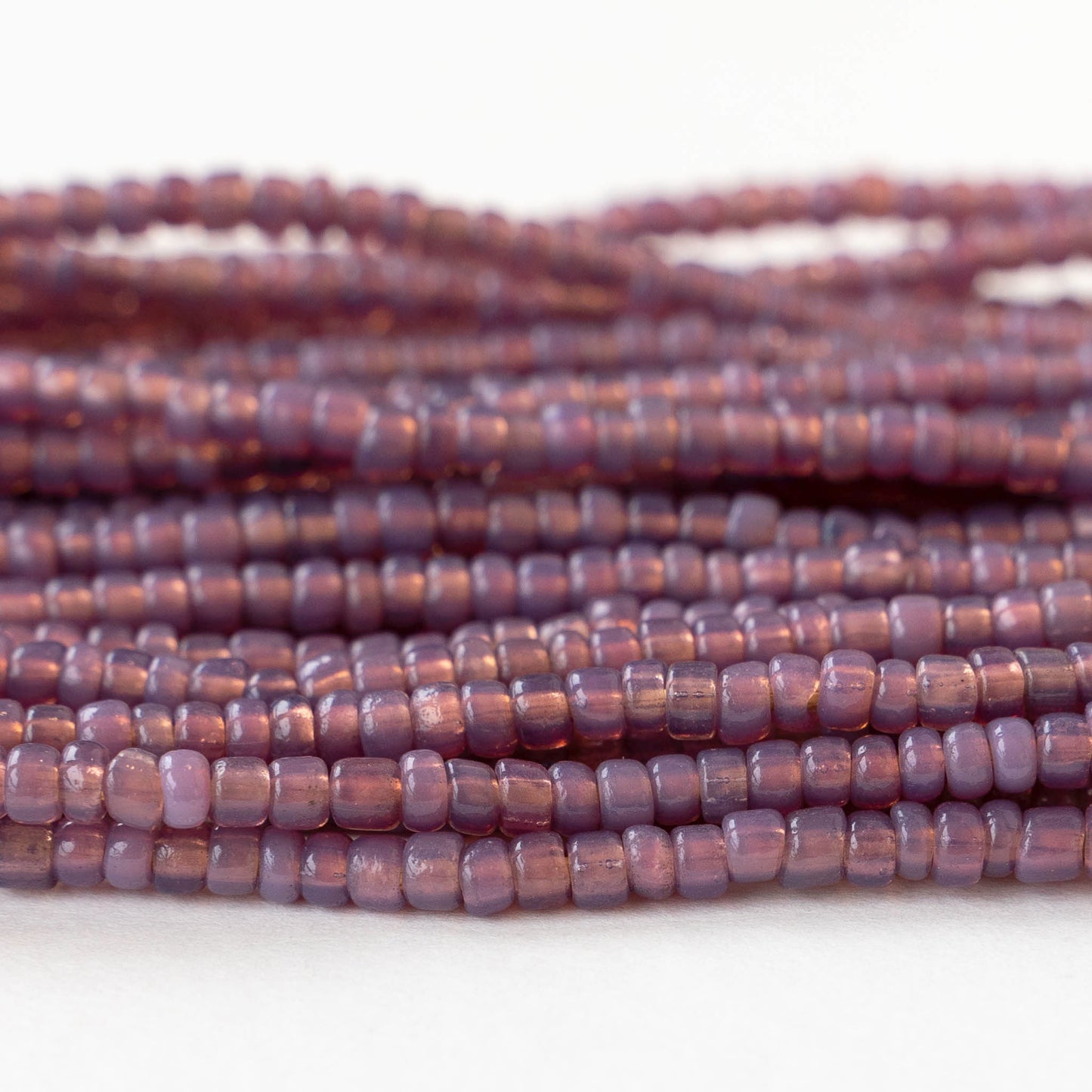 Size 8 Seed Beads - Opaline Lavender - 22 inch Strand