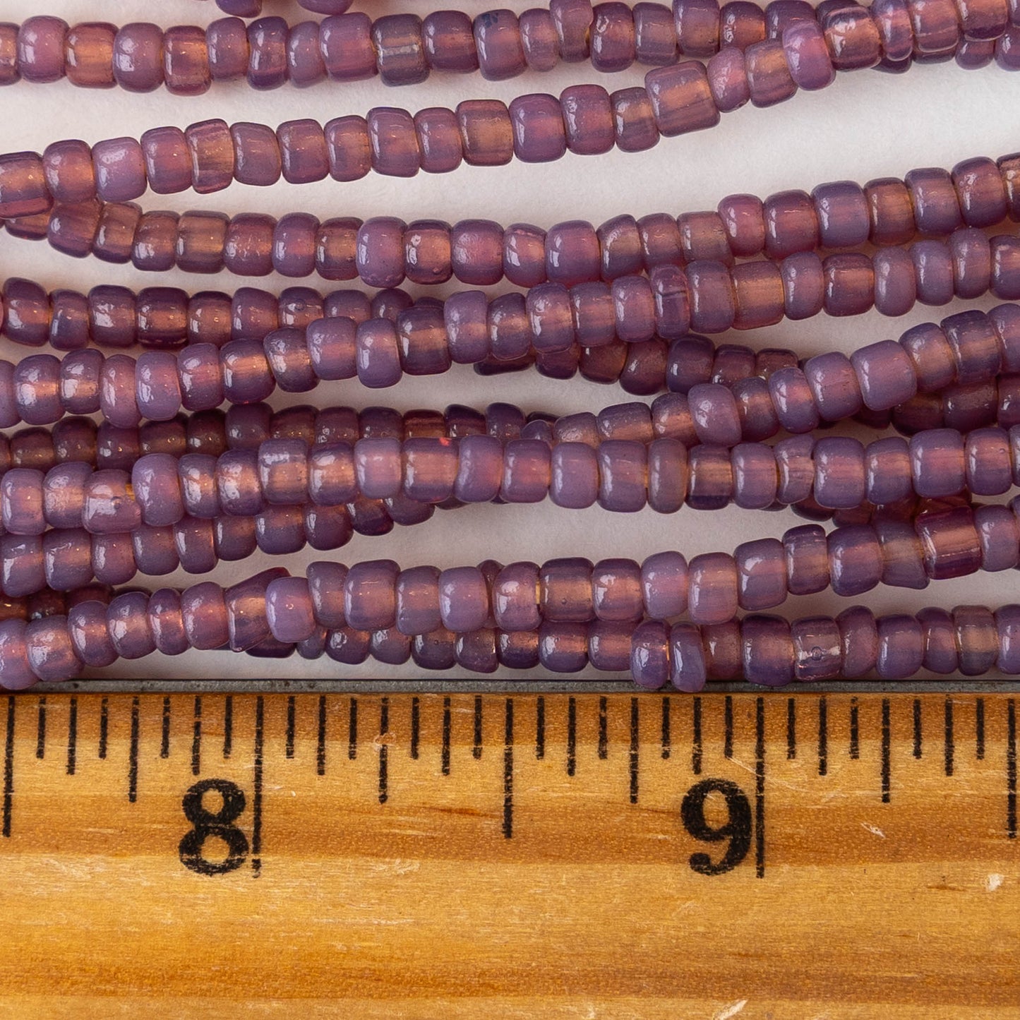 Size 8 Seed Beads - Opaline Lavender - 22 inch Strand