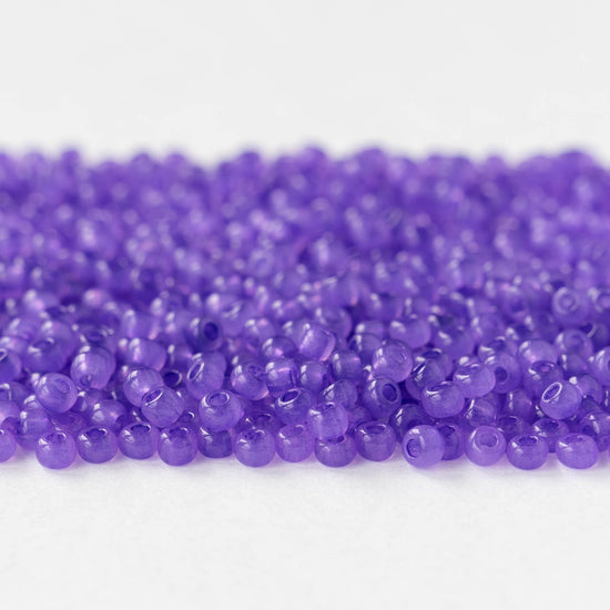 Size 8/0 Glass Seed Beads - Amethyst Opal Solgel - 20 grams