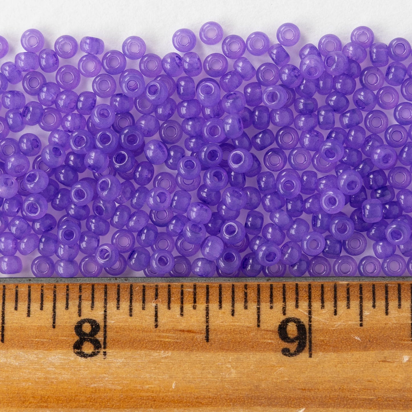 Size 8/0 Glass Seed Beads - Amethyst Opal Solgel - 20 grams
