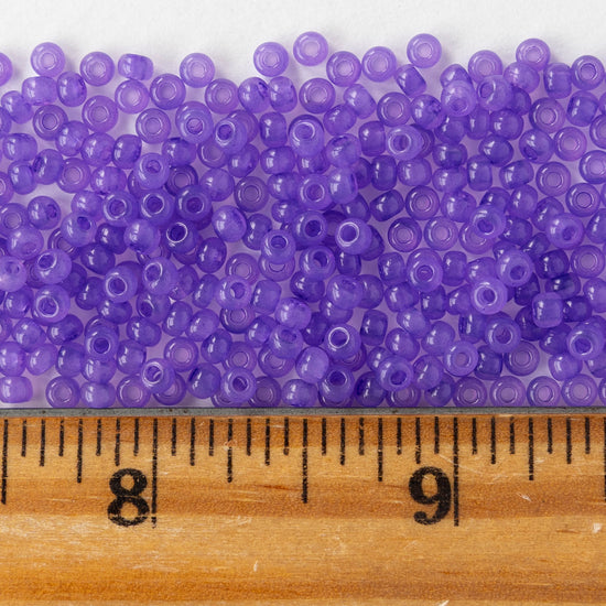 Size 8/0 Glass Seed Beads - Amethyst Opal Solgel - 20 grams