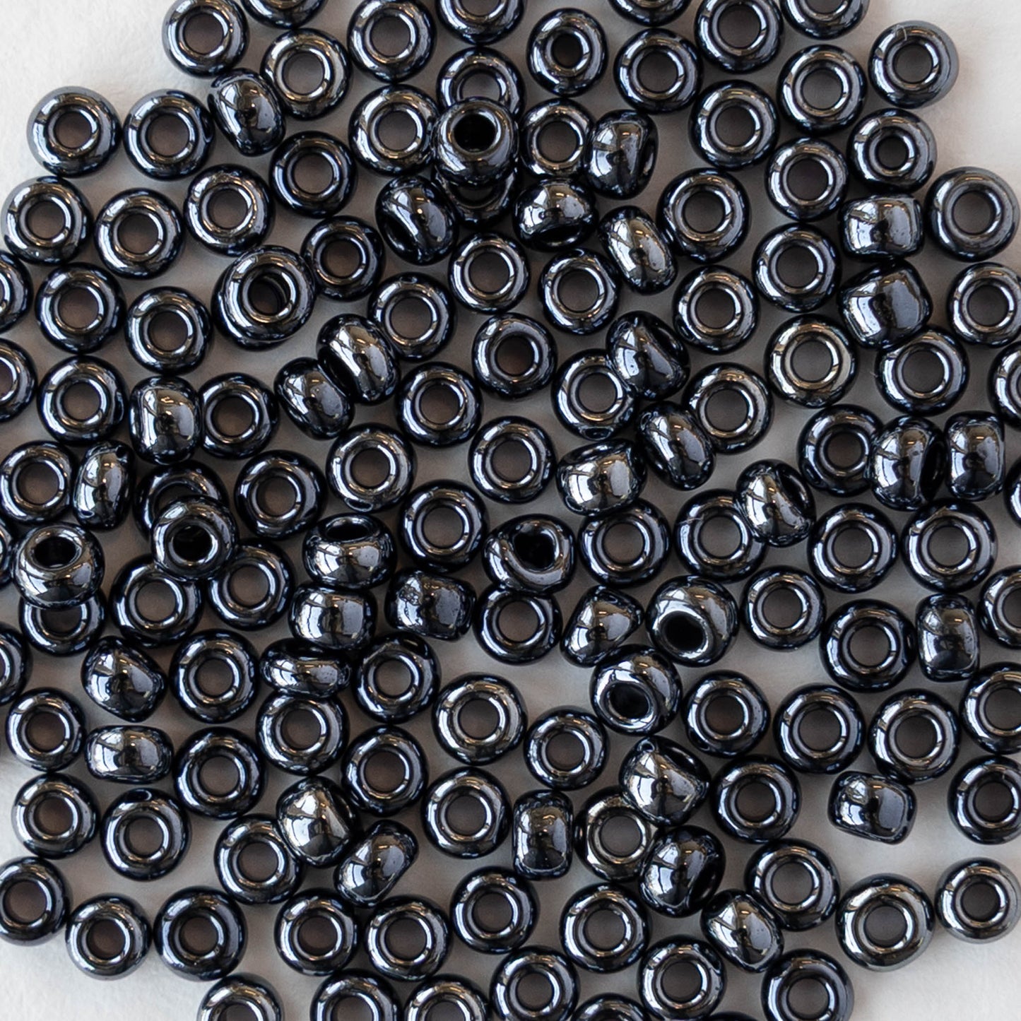 Size 8/0 Glass Seed Beads - Sphinx Hematite - 3 18-inch strands