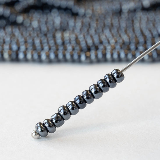 Size 8/0 Glass Seed Beads - Sphinx Hematite - 3 18-inch strands