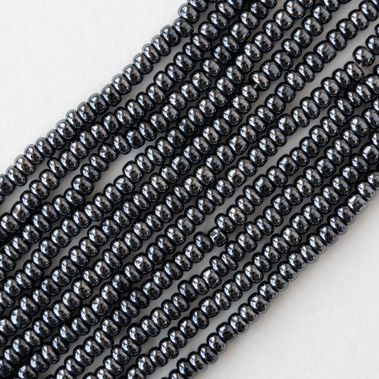 Size 8/0 Glass Seed Beads - Sphinx Hematite - 3 18-inch strands