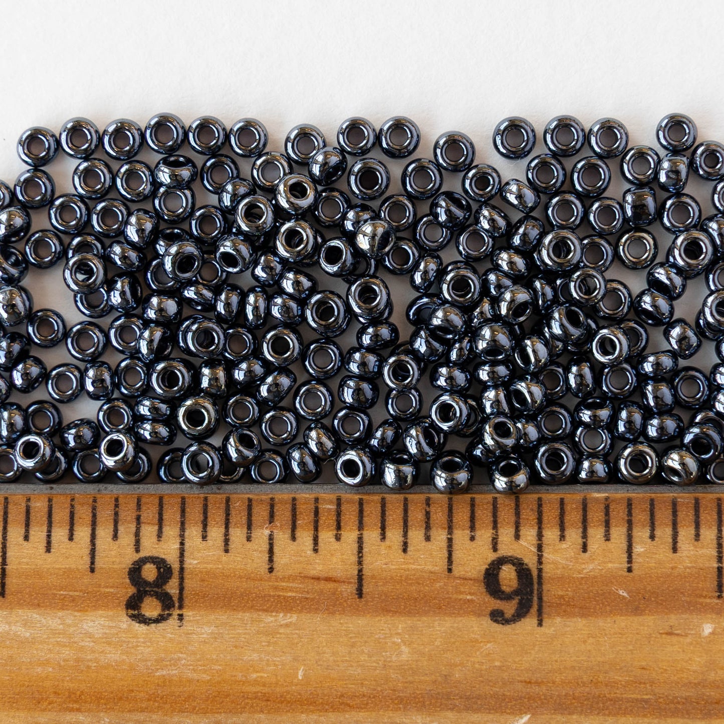 Size 8/0 Glass Seed Beads - Sphinx Hematite - 3 18-inch strands