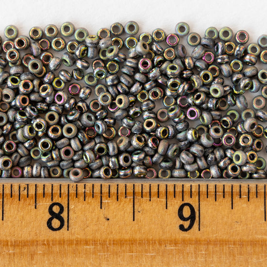 Size 8/0 Glass Seed Beads - Crystal Vitrail - 10 grams