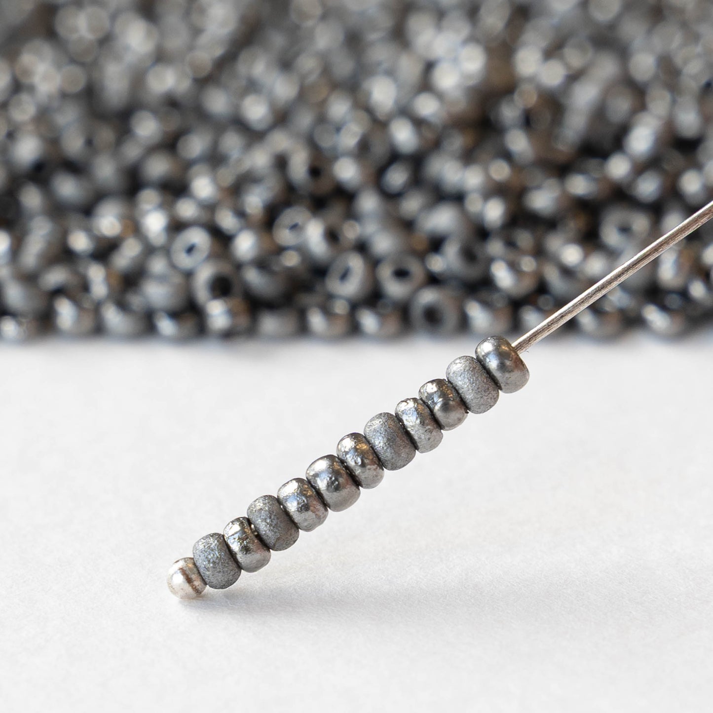 Size 6/0 Glass Seed Beads - Etched Crystal Chrome - 10 grams