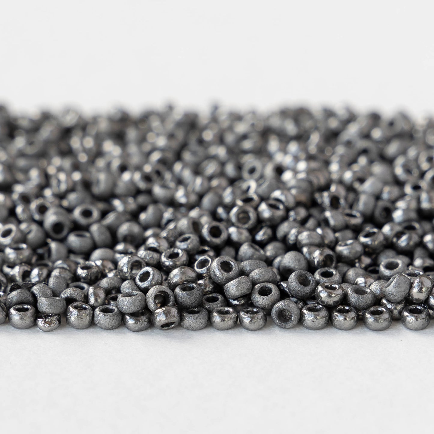 Size 6/0 Glass Seed Beads - Etched Crystal Chrome - 10 grams