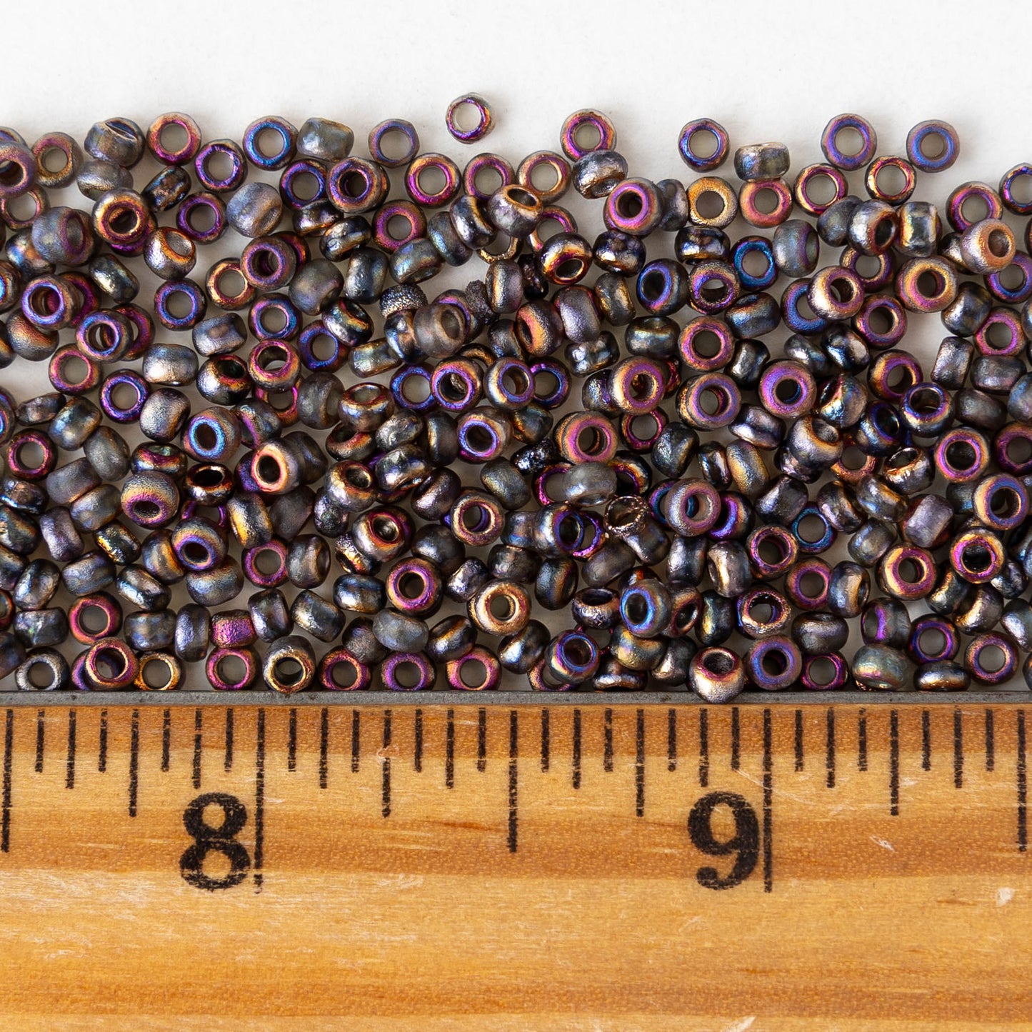 Size 8/0 Glass Seed Beads - Etched Crystal Sliperit - 10 grams ~180 beads