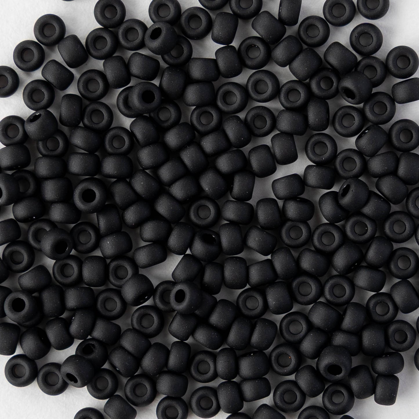 Size 8/0 Glass Seed Beads - Matte Opaque Black - 10 grams