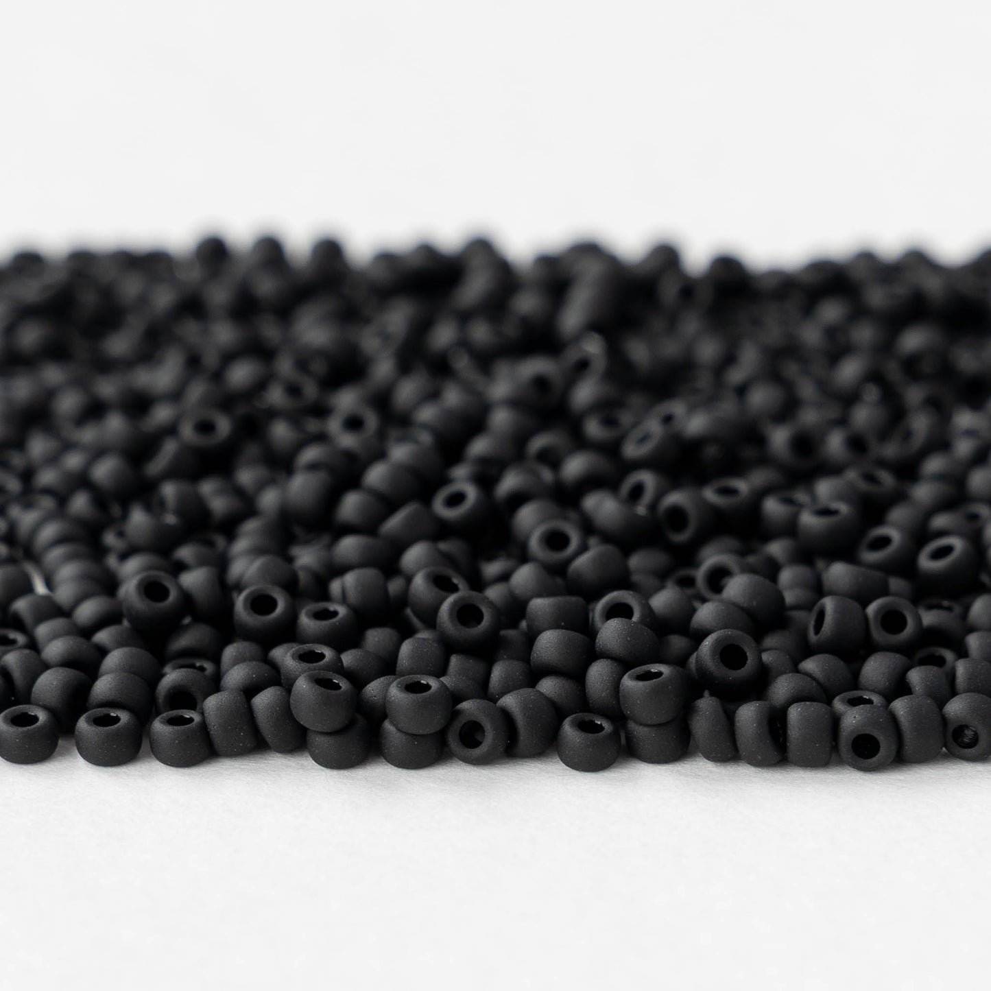Size 8/0 Glass Seed Beads - Matte Opaque Black - 10 grams