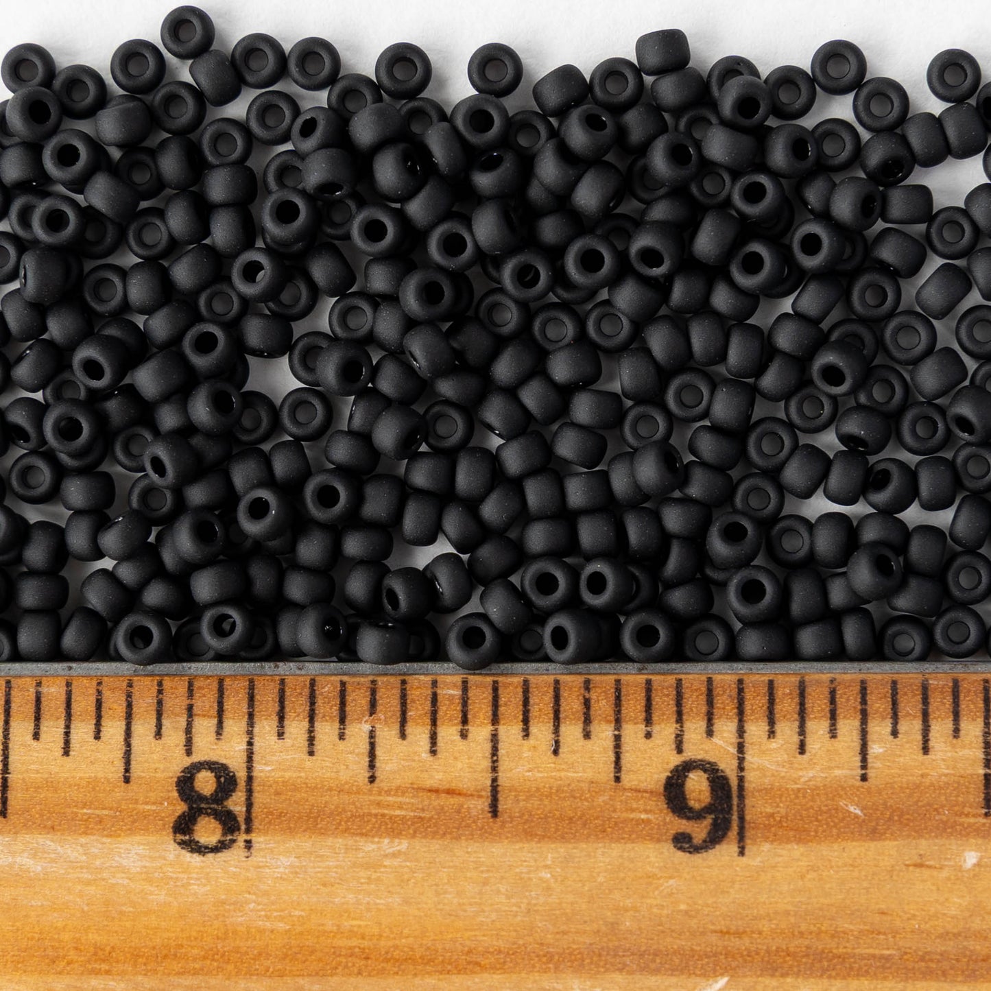Size 8/0 Glass Seed Beads - Matte Opaque Black - 10 grams
