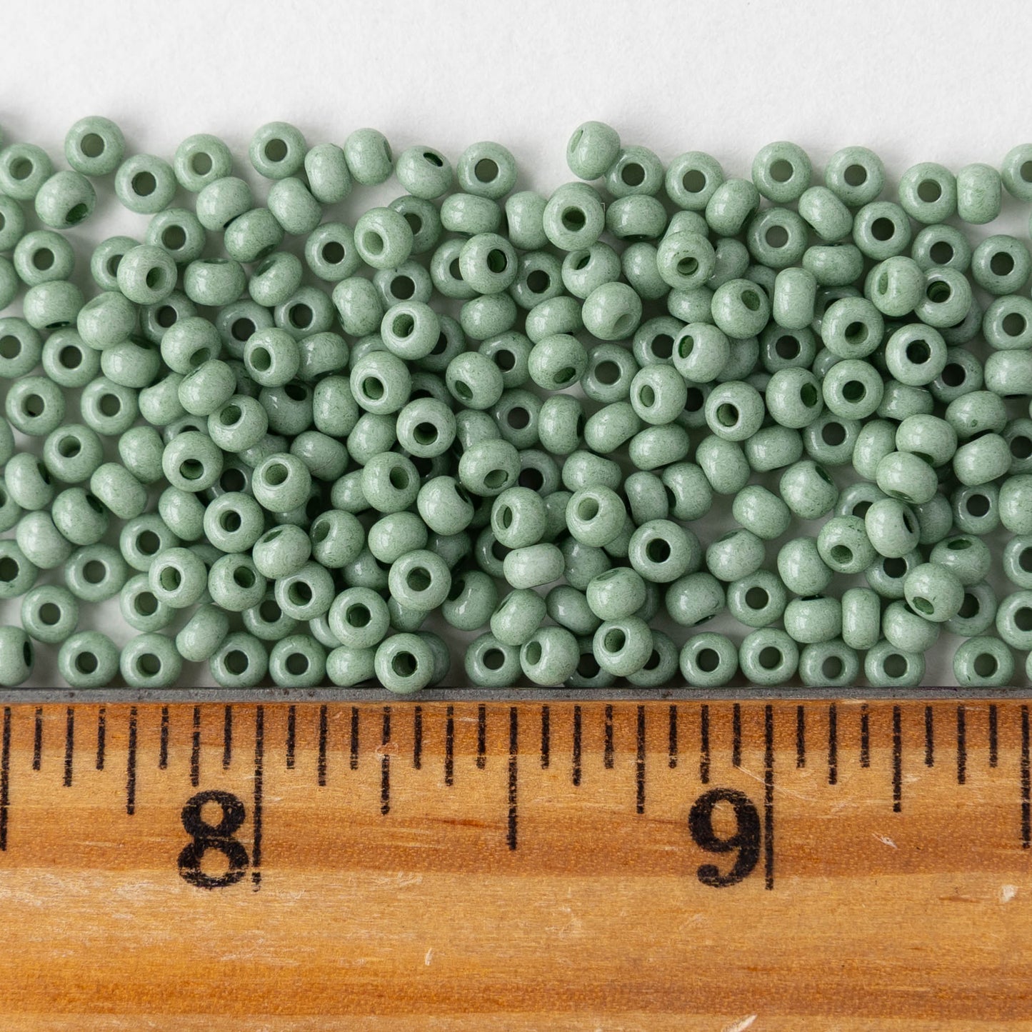 Size 8/0 Glass Seed Beads - Opaque Jade Solgel - 20 grams