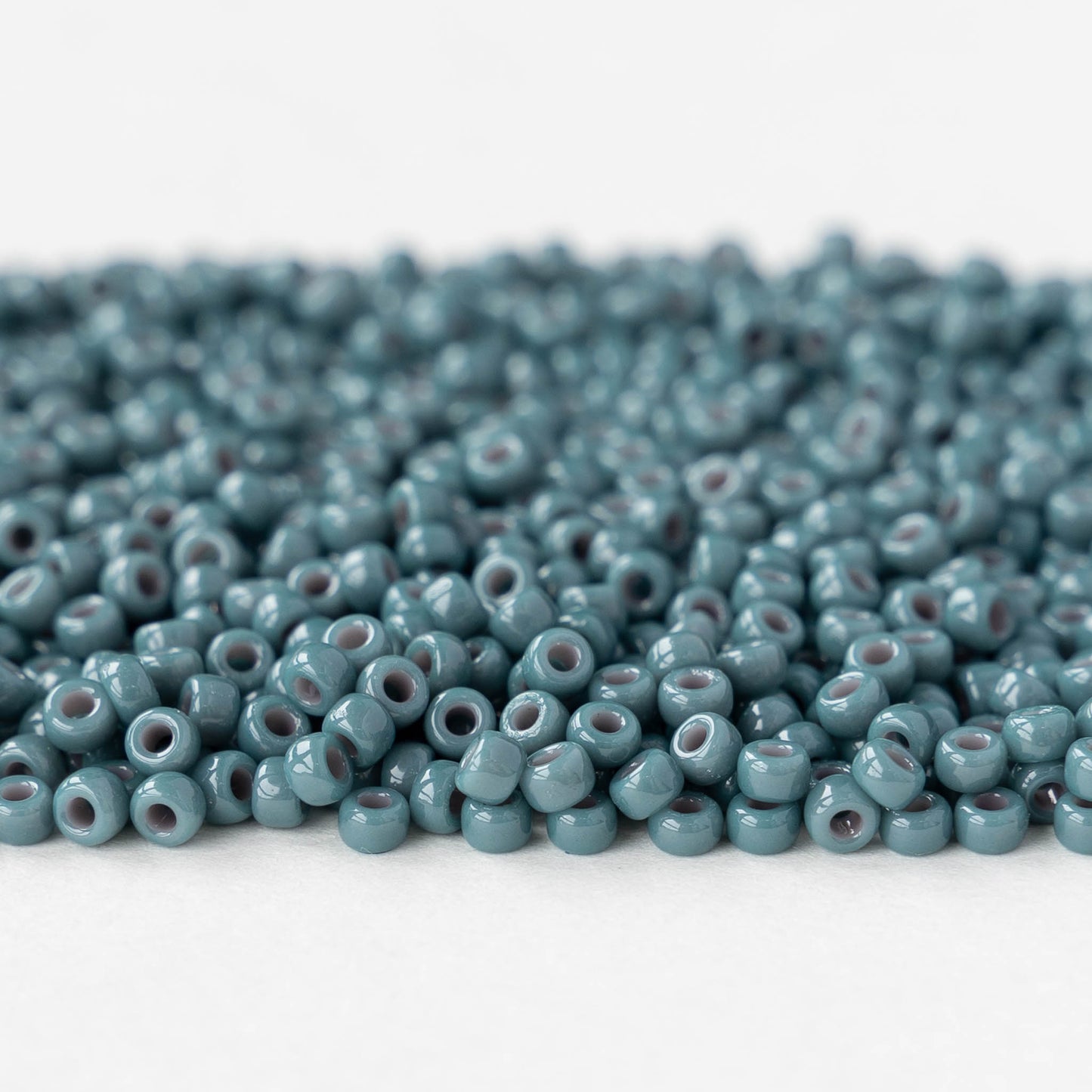 Size 8/0 Glass Seed Beads - Opaque Dyed Blue Gray - 10 grams