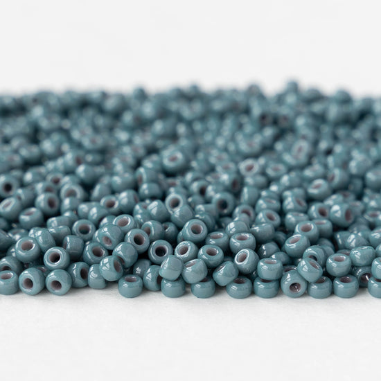 Size 8/0 Glass Seed Beads - Opaque Dyed Blue Gray - 10 grams