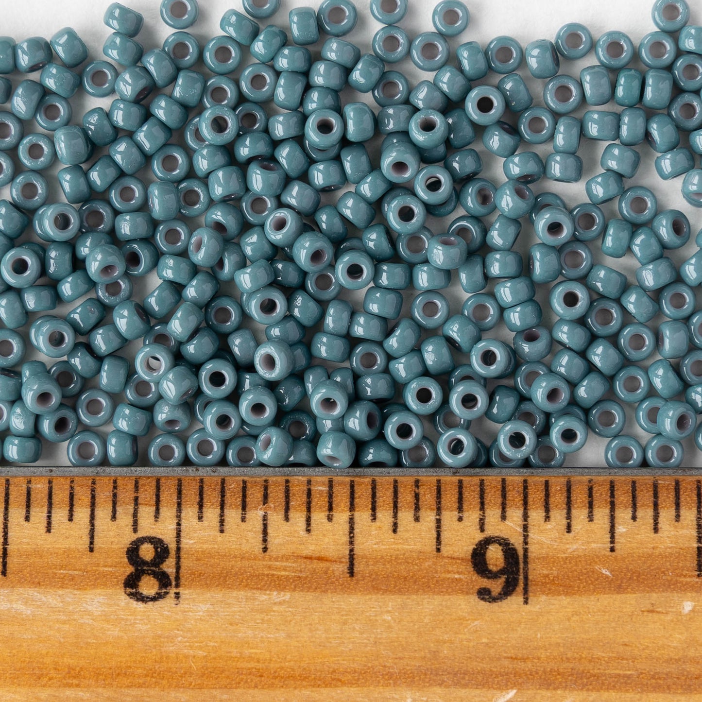 Size 8/0 Glass Seed Beads - Opaque Dyed Blue Gray - 10 grams