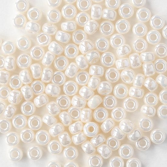 Size 8/0 Glass Seed Beads - Opaque Pearly White - 20 grams