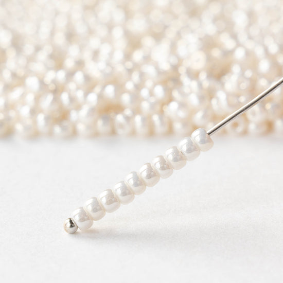 Size 8/0 Glass Seed Beads - Opaque Pearly White - 20 grams