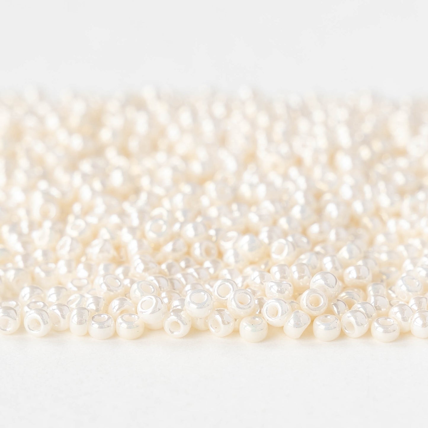 Size 8/0 Glass Seed Beads - Opaque Pearly White - 10 grams