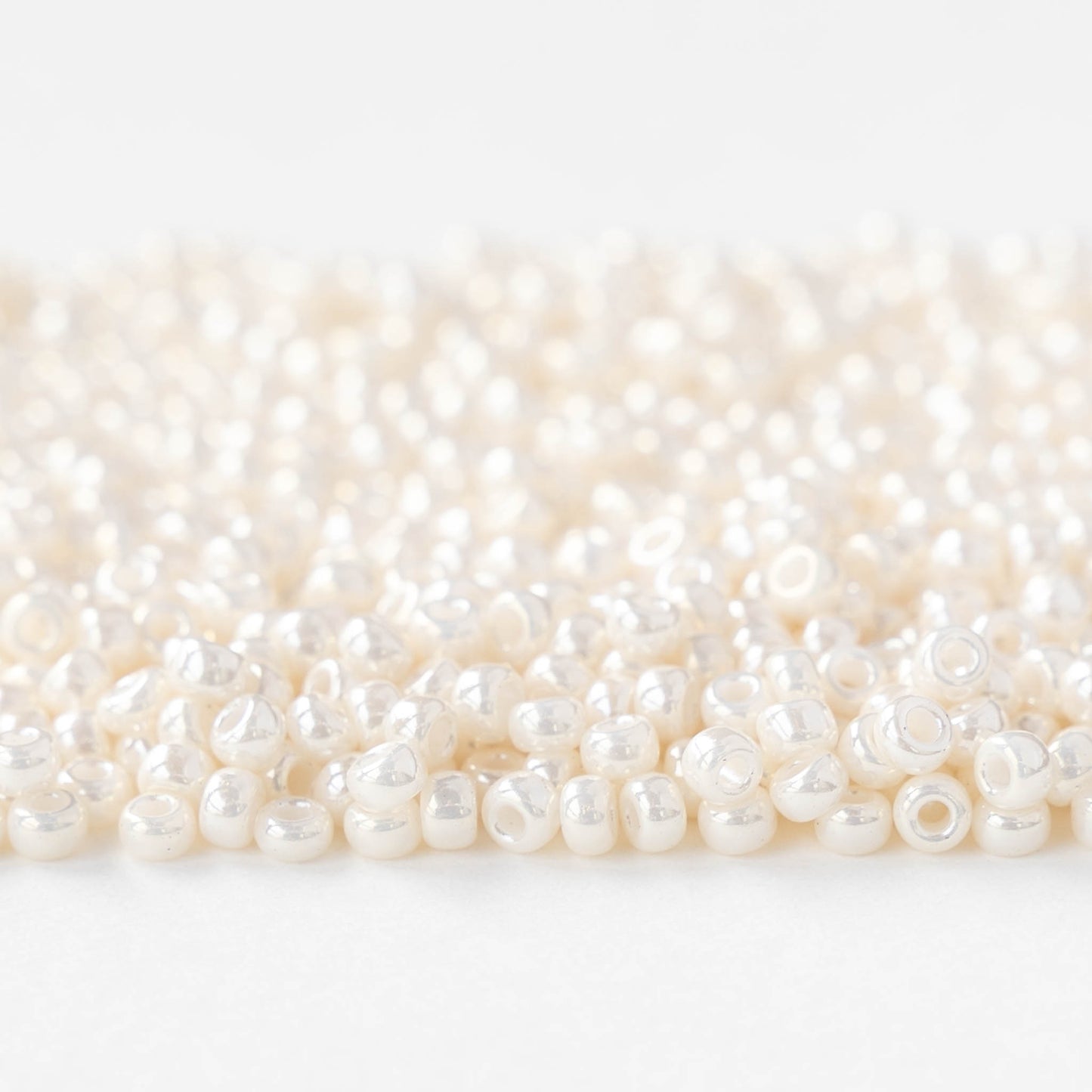 Size 8/0 Glass Seed Beads - Opaque Pearly White - 20 grams