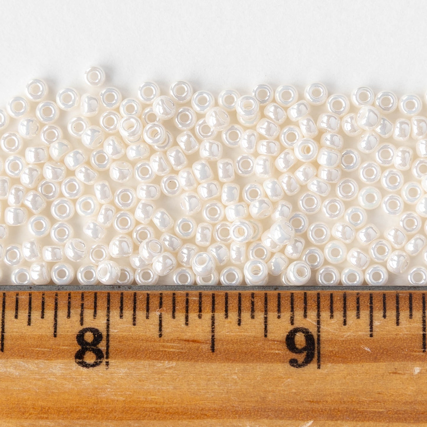 Size 8/0 Glass Seed Beads - Opaque Pearly White - 10 grams