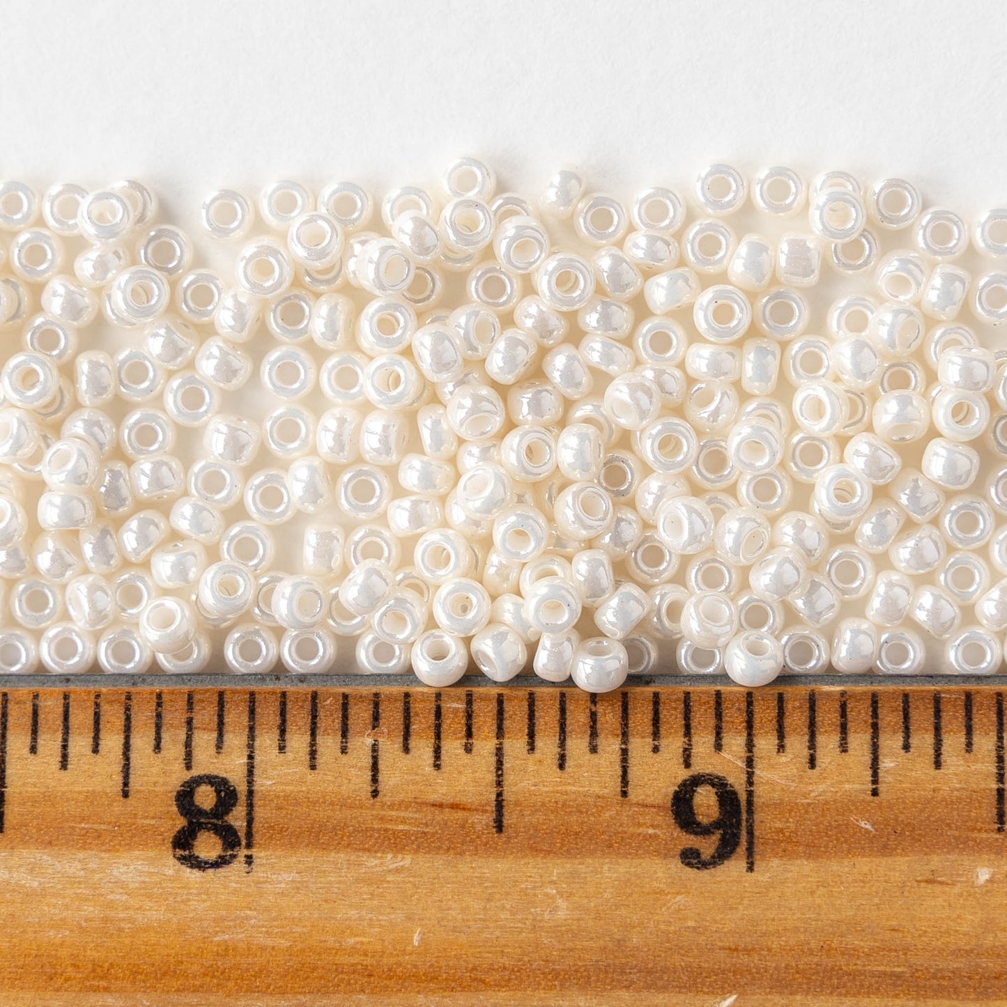 Size 8/0 Glass Seed Beads - Opaque Pearly White - 20 grams