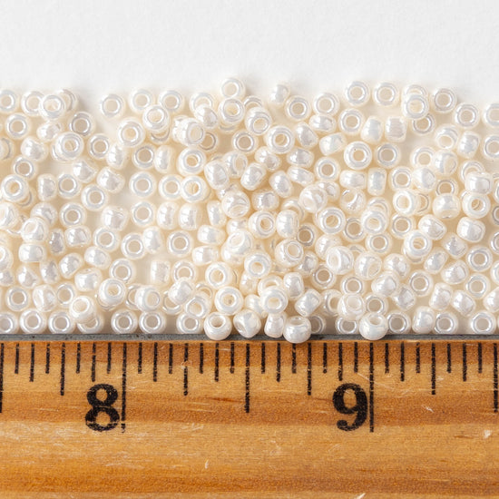 Size 8/0 Glass Seed Beads - Opaque Pearly White - 20 grams
