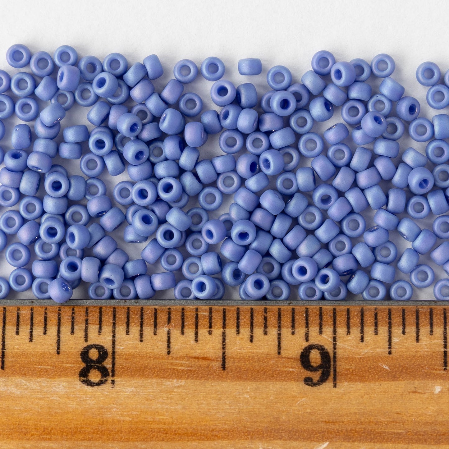 Size 8/0 Glass Seed Beads - Periwinkle Blue Rainbow - 10 grams