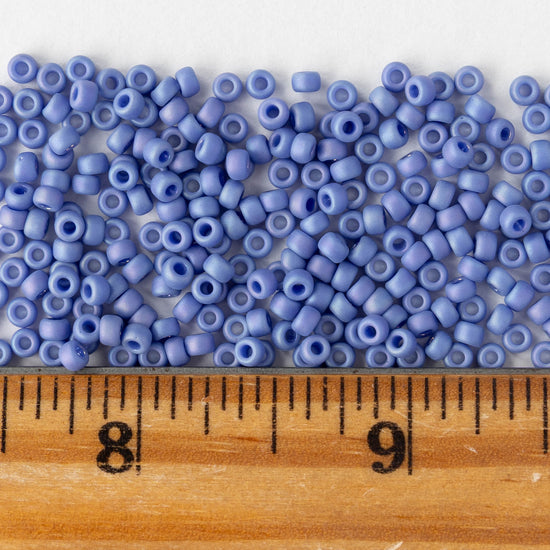 Size 8/0 Glass Seed Beads - Periwinkle Blue Rainbow - 10 grams