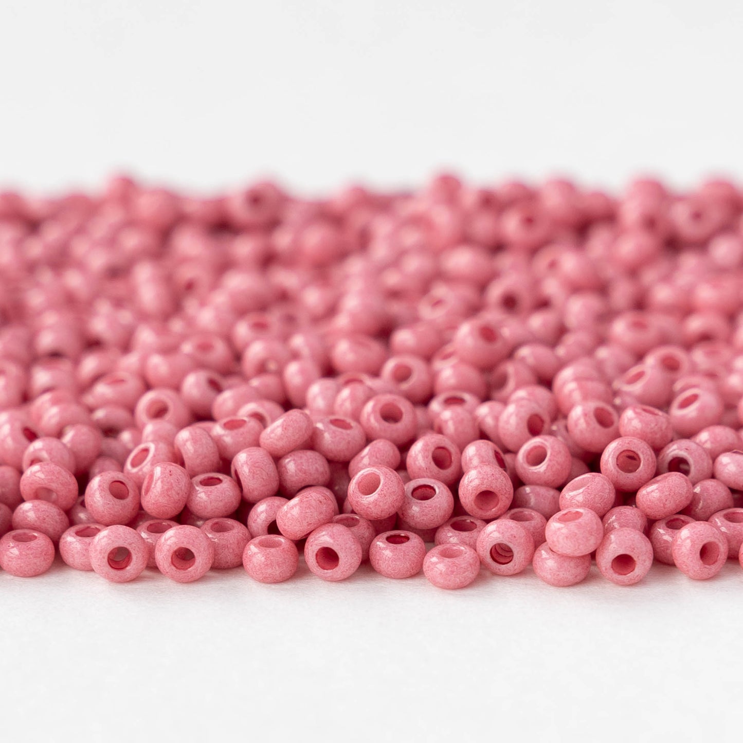Size 8/0 Glass Seed Beads - Opaque Pink Coral Solgel - 20 grams