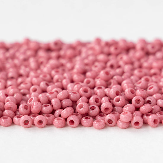 Size 8/0 Glass Seed Beads - Opaque Pink Coral Solgel - 20 grams