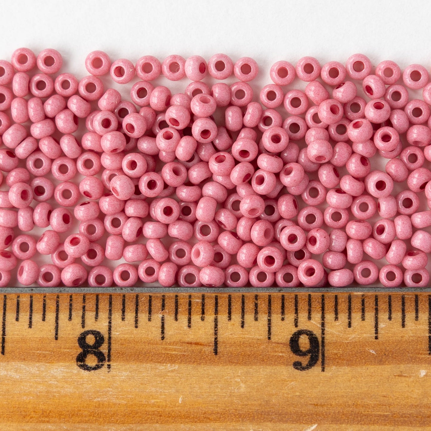 Size 8/0 Glass Seed Beads - Opaque Pink Coral Solgel - 20 grams