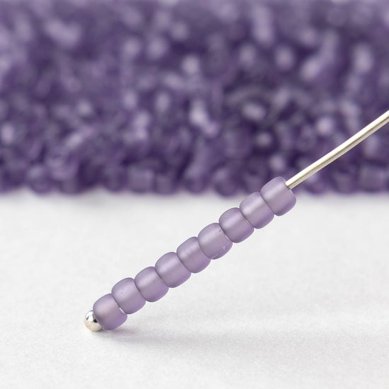 Size 8/0 Glass Seed Beads - Frosted Sugar Plum Purple - 20 grams