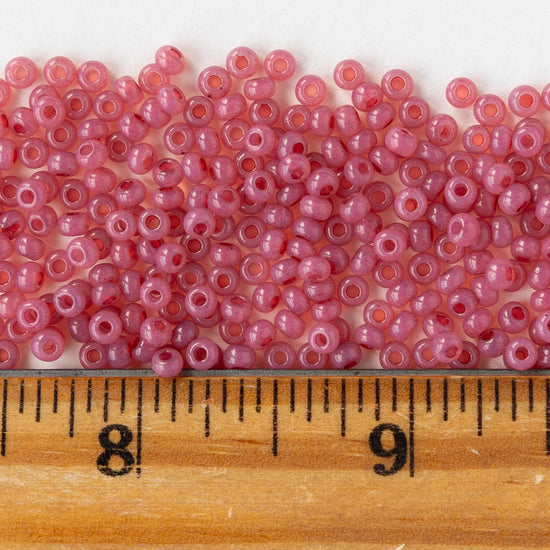 Size 8/0 Glass Seed Beads - Rose Opal Solgel - 20 grams