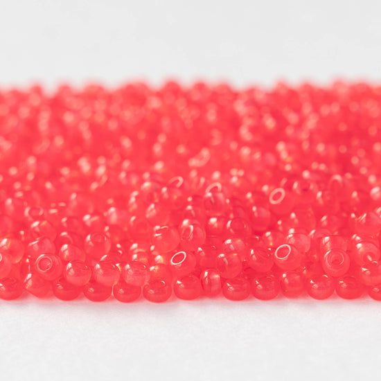 Size 8/0 Glass Seed Beads - Salmon Opal Solgel - 20 grams