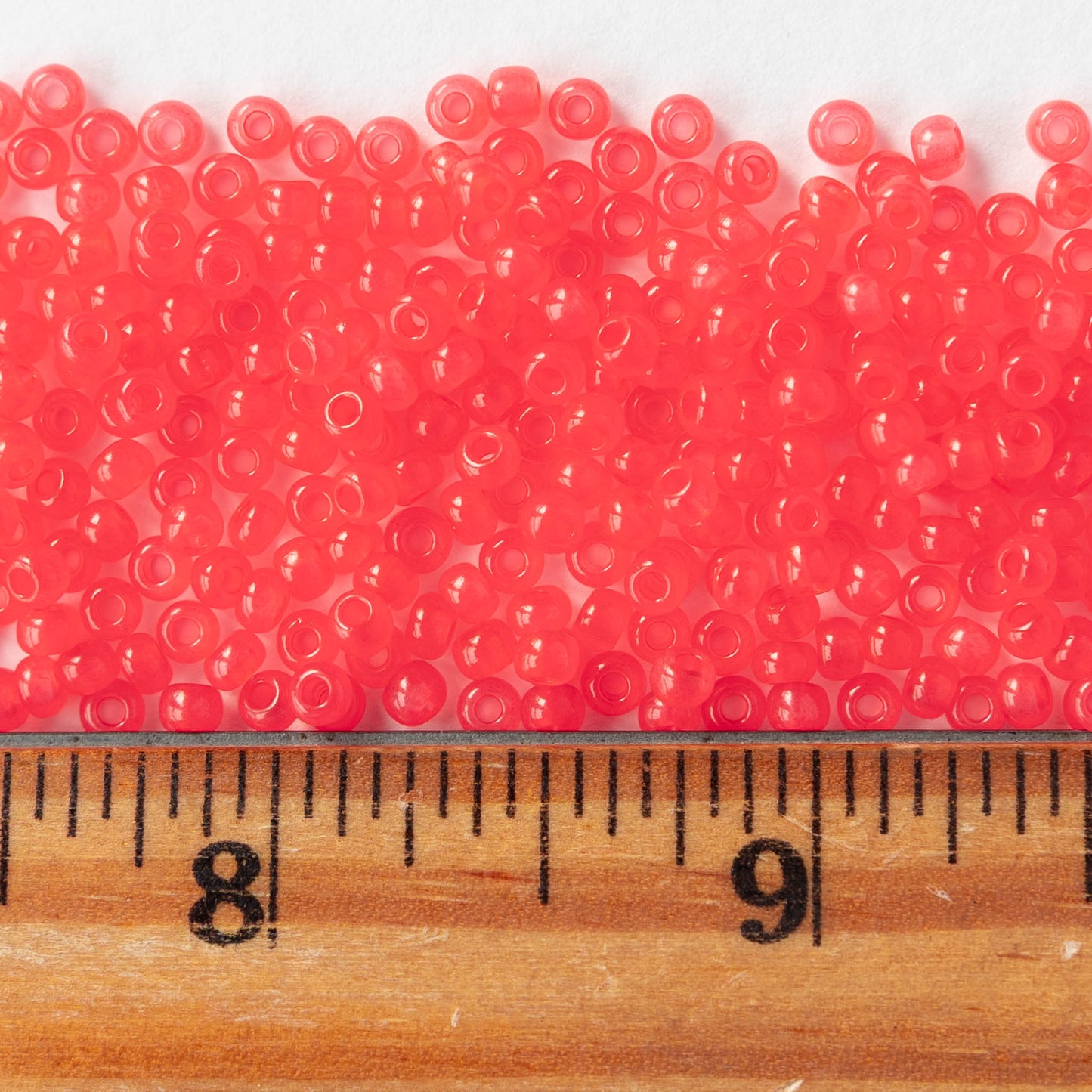 Size 8/0 Glass Seed Beads - Salmon Opal Solgel - 20 grams