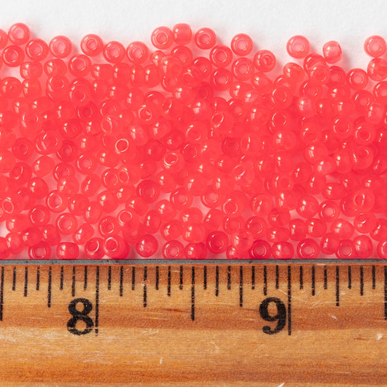 Size 8/0 Glass Seed Beads - Salmon Opal Solgel - 20 grams
