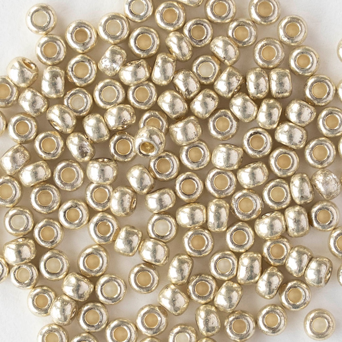 Size 8/0 Glass Seed Beads - Metallic Silver - 20 grams