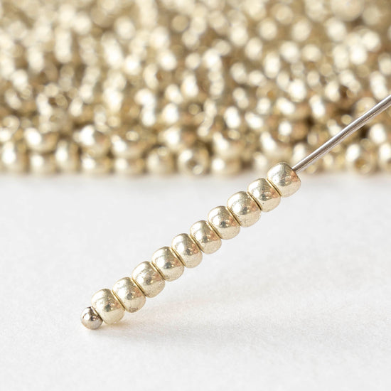 Size 8/0 Glass Seed Beads - Metallic Silver - 20 grams