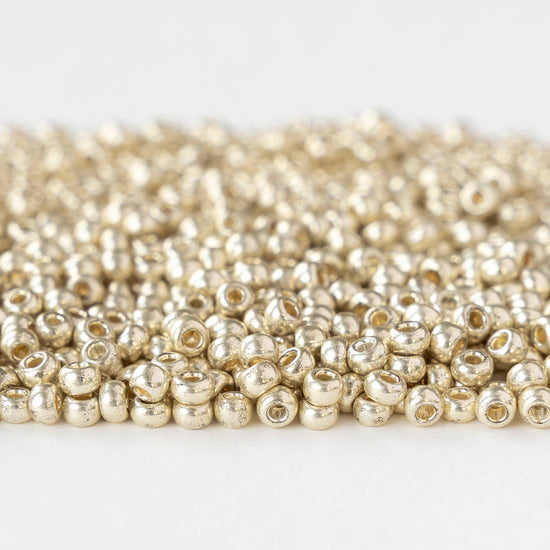 Size 8/0 Glass Seed Beads - Metallic Silver - 20 grams