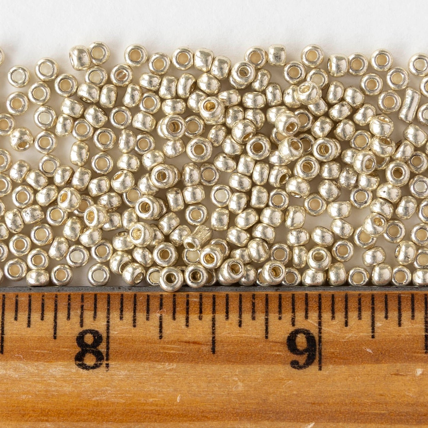 Size 8/0 Glass Seed Beads - Metallic Silver - 20 grams
