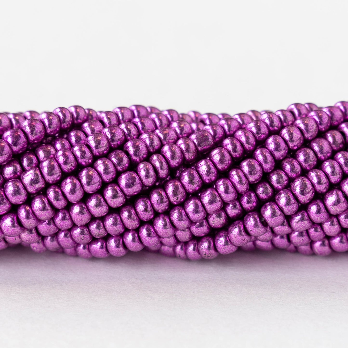 9/0 Glass Seed Beads - Metallic Pink - 18 inch strands - Whole or Half hank