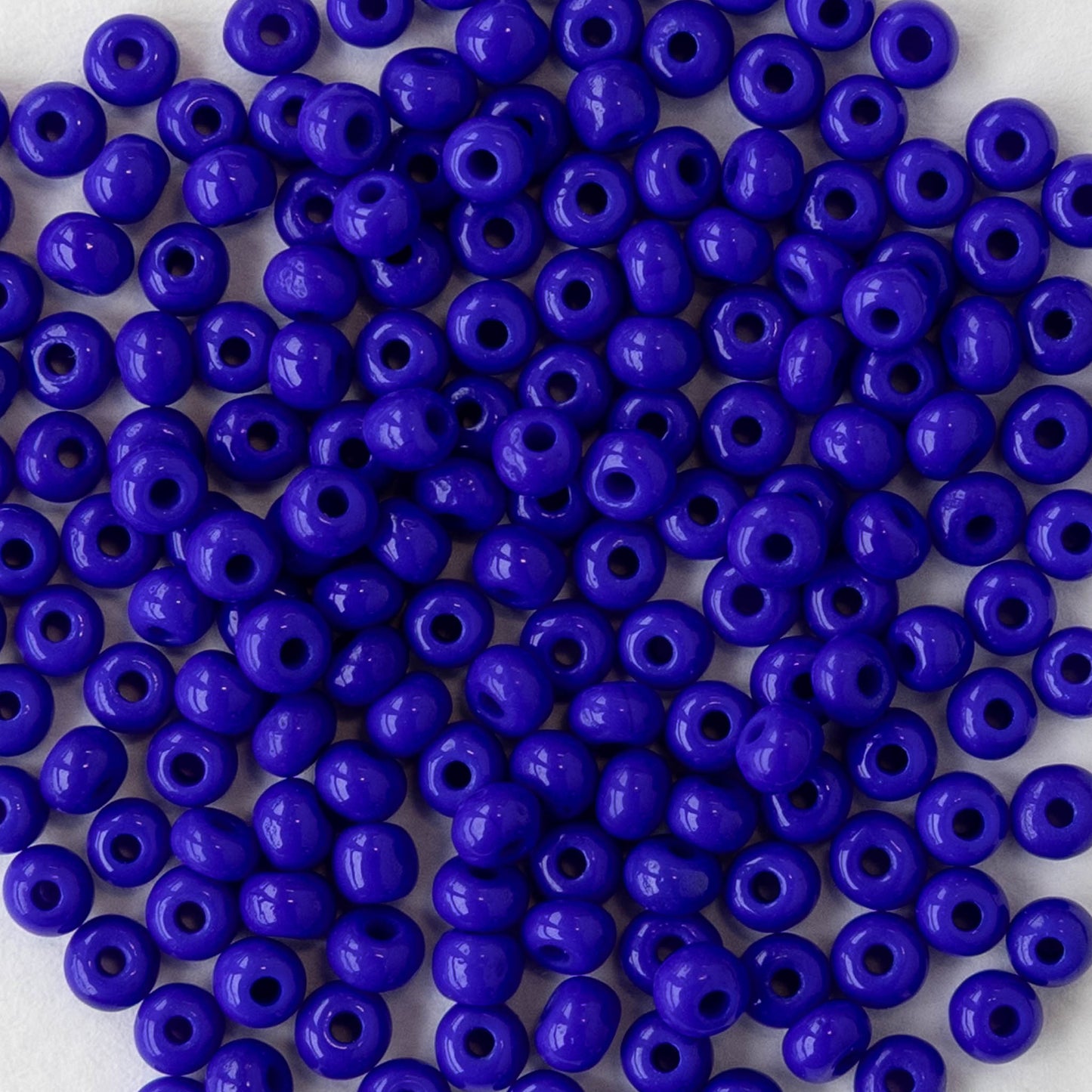 9/0 Glass Seed Beads - Opaque Cobalt Blue - 18 inch strands - Whole or Half hank