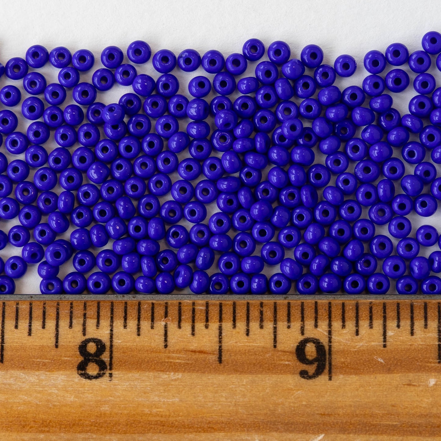 9/0 Glass Seed Beads - Opaque Cobalt Blue - 18 inch strands - Whole or Half hank