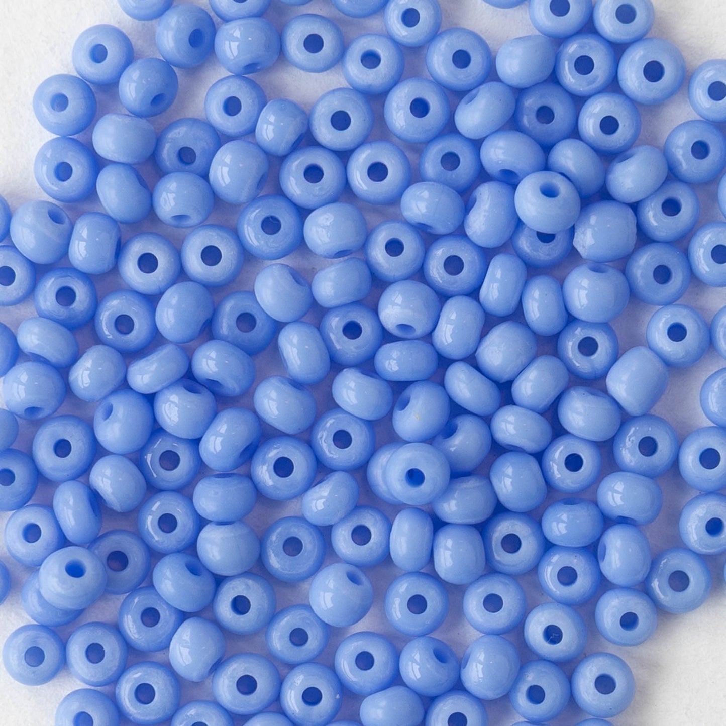 9/0 Glass Seed Beads - Opaque Light Blue - 18 inch strands - Whole or Half hank