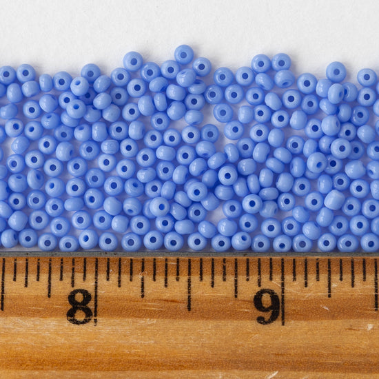9/0 Glass Seed Beads - Opaque Light Blue - 18 inch strands - Whole or Half hank