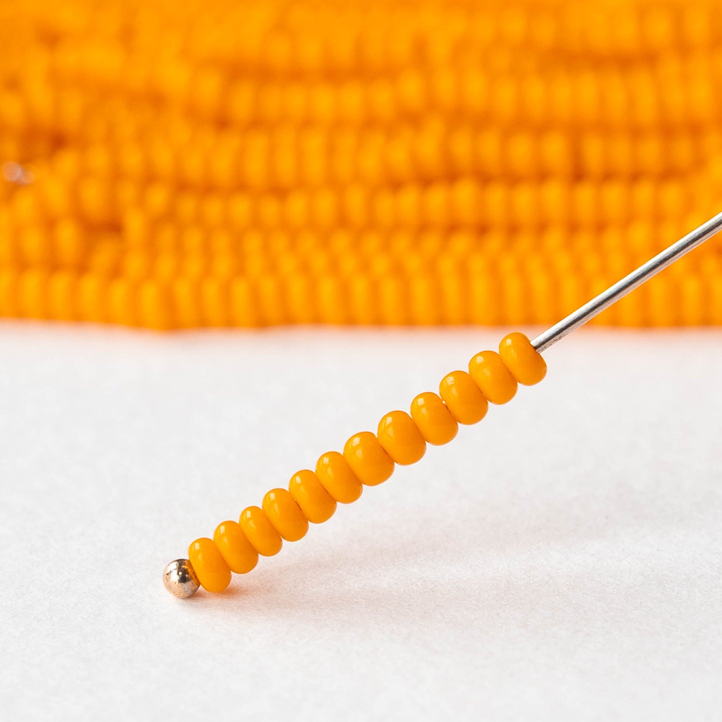 9/0 Glass Seed Beads - Opaque Light Orange - 18 inch strands - Whole or Half Hank